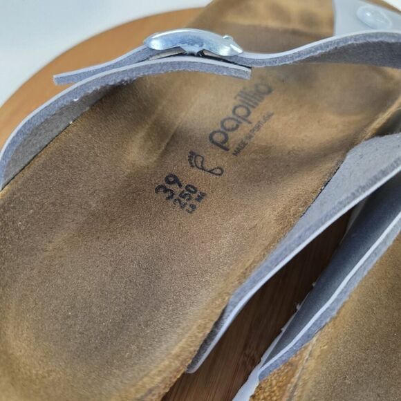 Birkenstock Papillio 39/ US 8 Gizeh Thong Sandals Metallic Silver Slip On - Picture 8 of 14